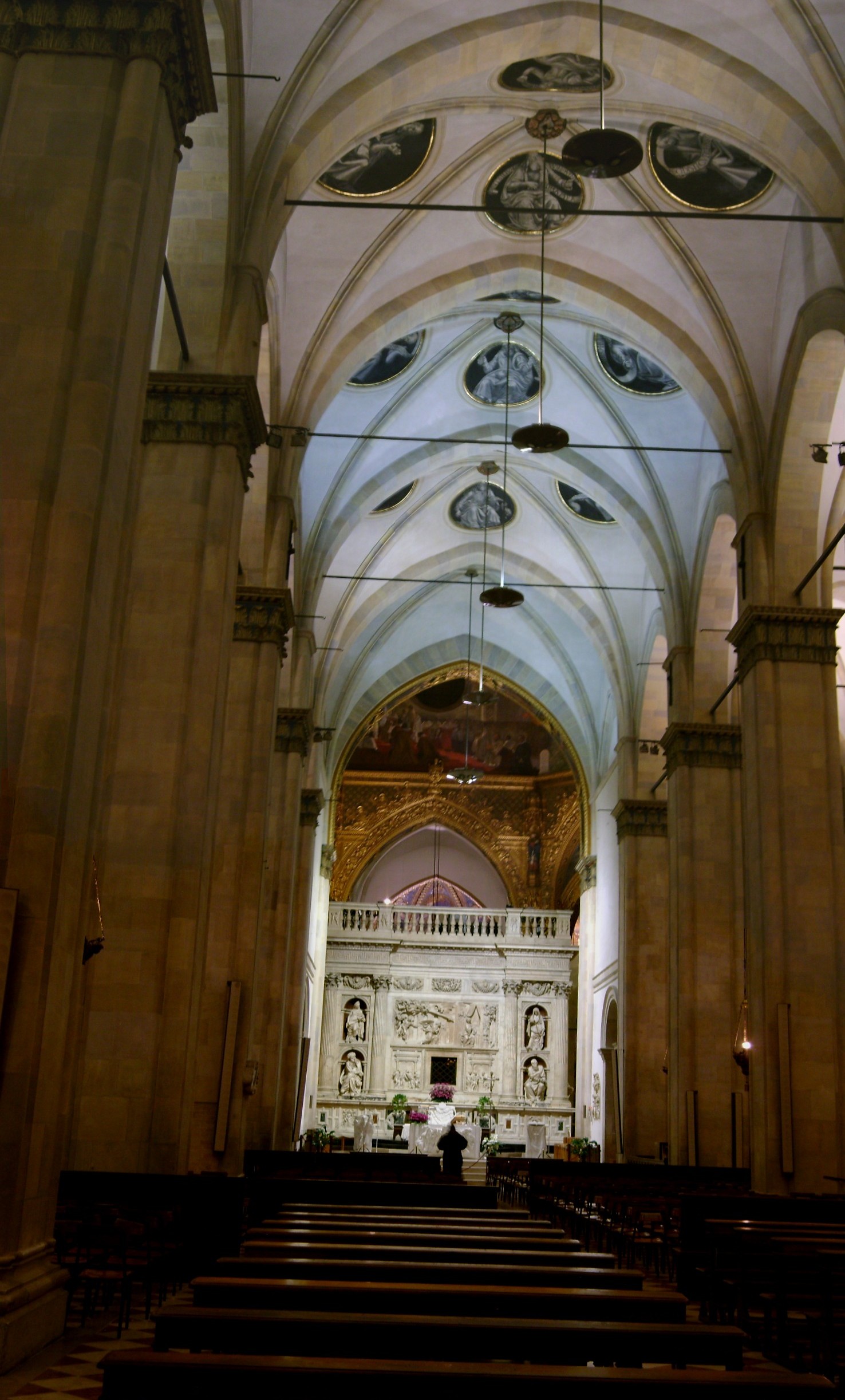 Interior of the Basilica of the Holy House at Loreto looking toward the Santa Casa's marble enclosure