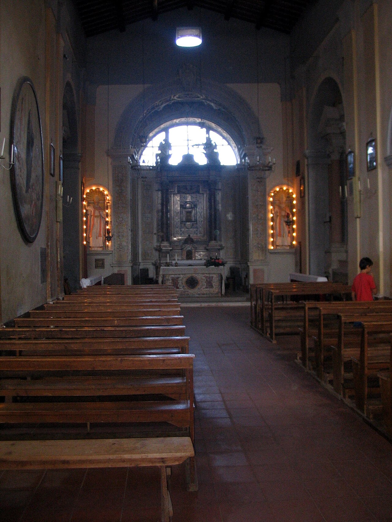The historic church setting in Calcata associated with the local Holy Prepuce tradition