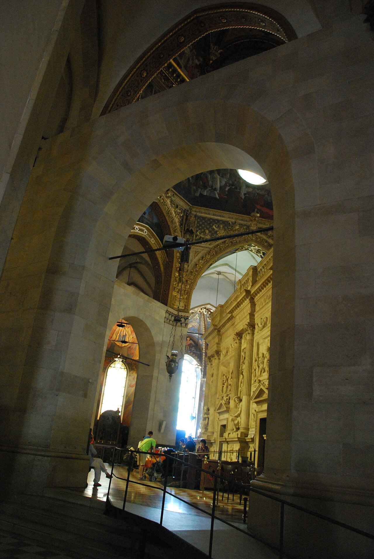 The basilica interior beside the marble casing of the Holy House at Loreto