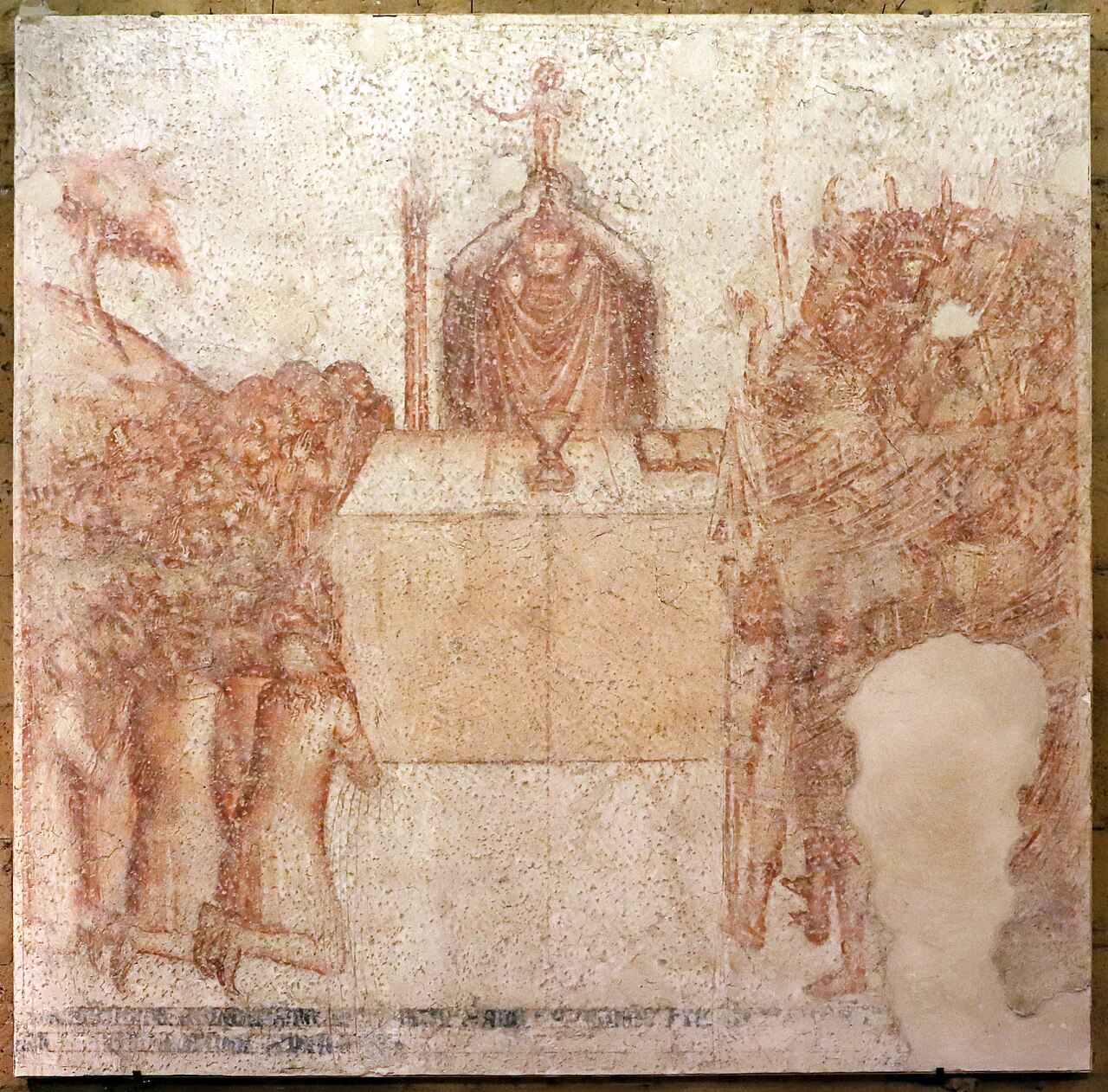 A preparatory wall drawing for the Mass of Bolsena fresco, circa 1357–64, by Ugolino di Prete Ilario and workshop, in the Museo dell’Opera del Duomo, Orvieto
