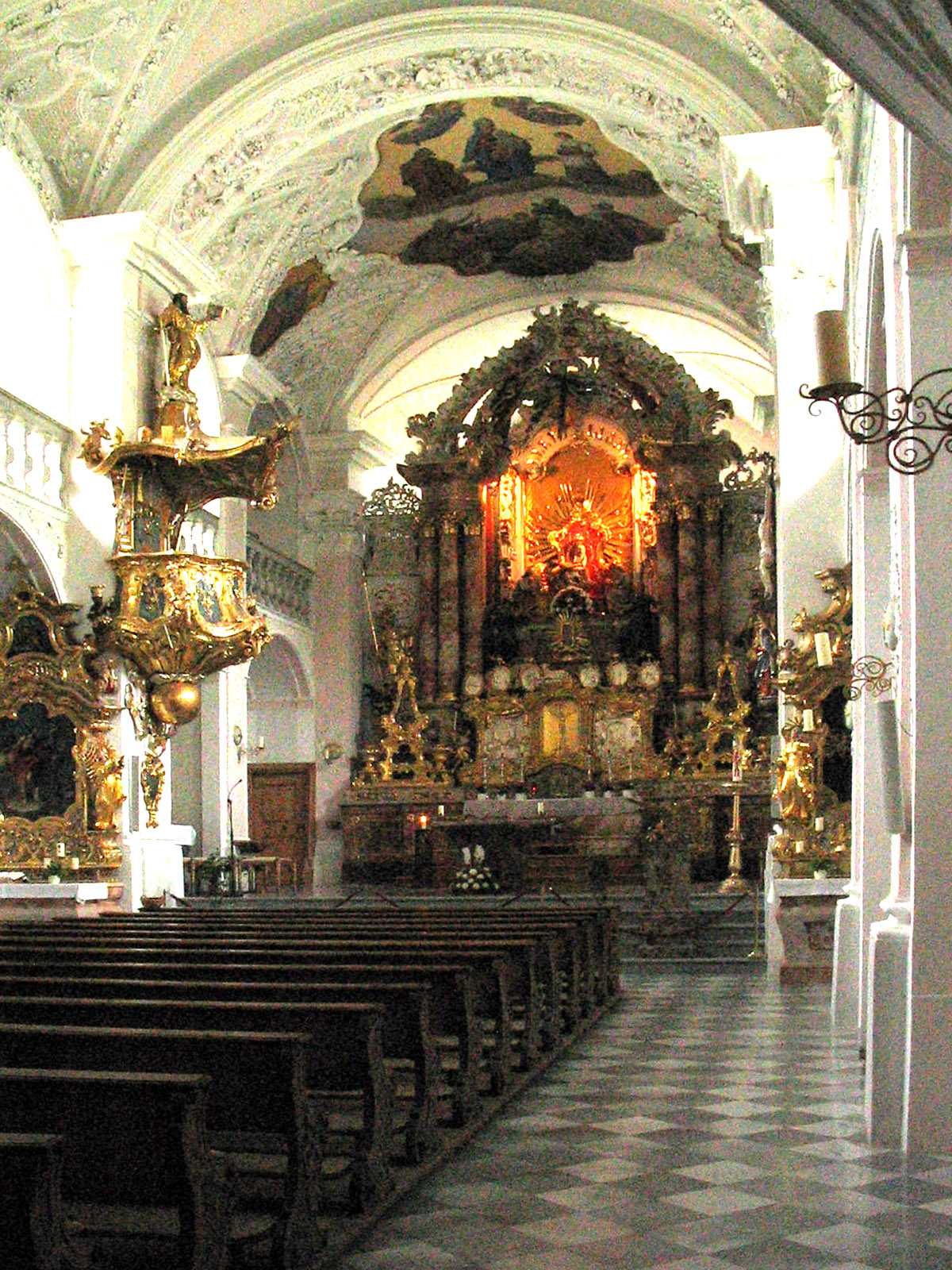 The Baroque interior of the pilgrimage church at St. Georgenberg