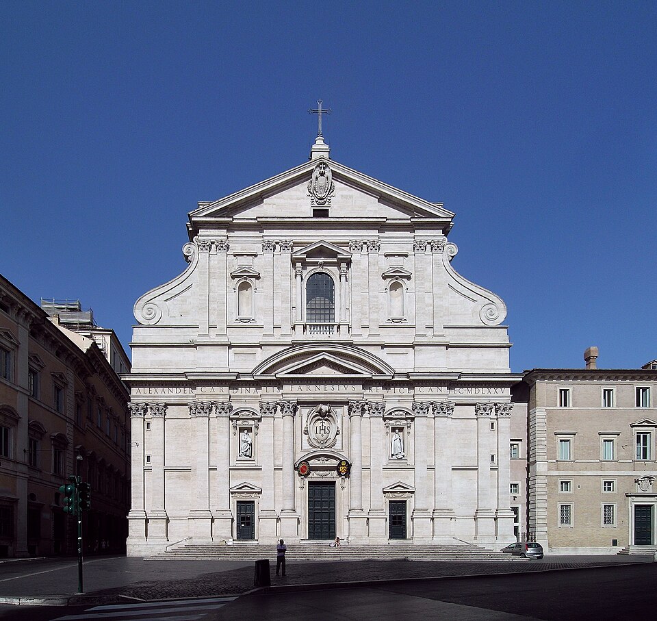 The façade of the Church of the Gesù in Rome, the documented setting for Francis Xavier’s forearm relic