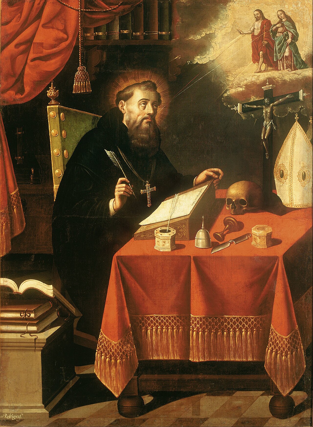Saint Augustine in a painting by Antonio Rodríguez; a later artistic representation of the Christian thinker