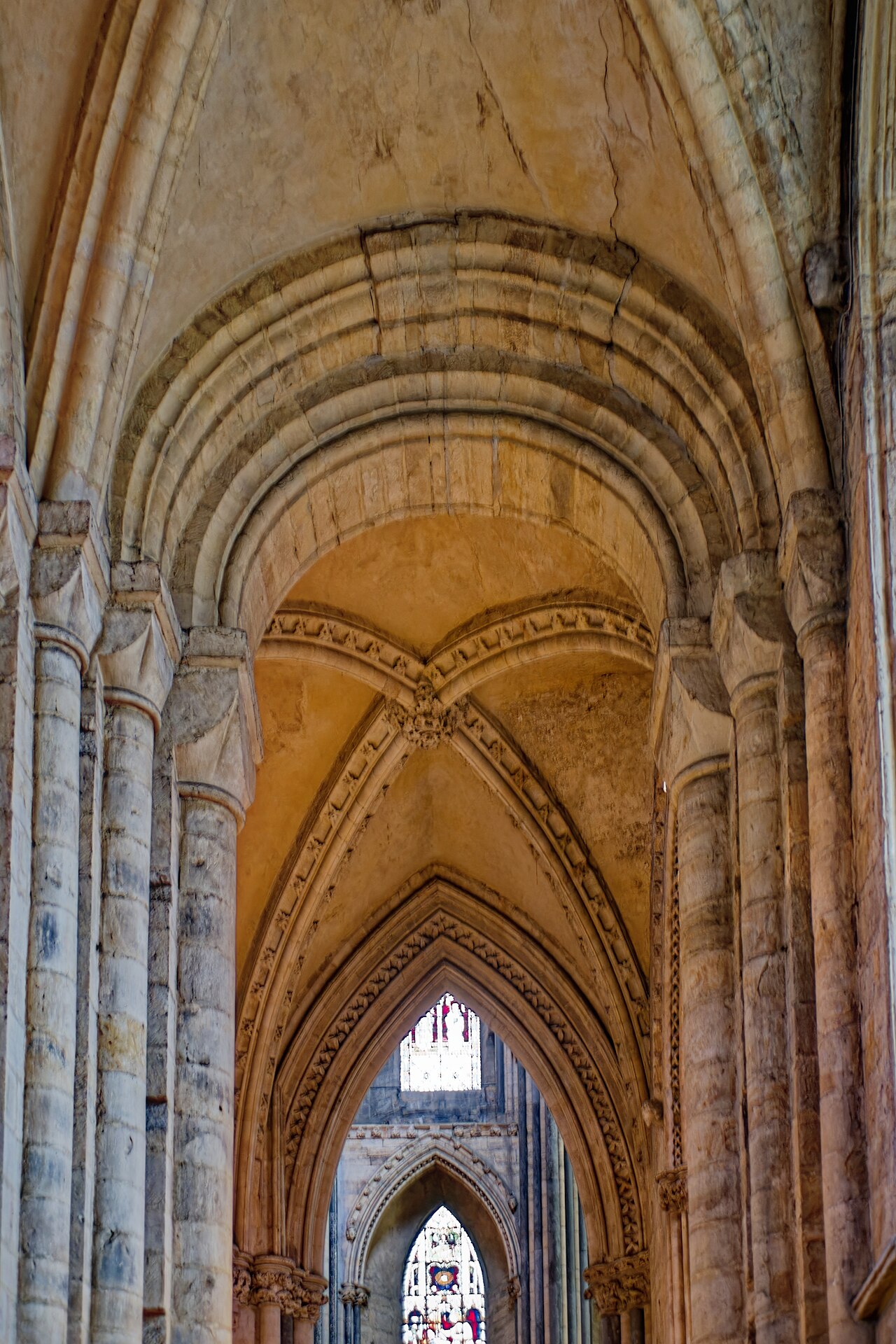 The historic interior of Durham Cathedral, associated with Cuthbert
