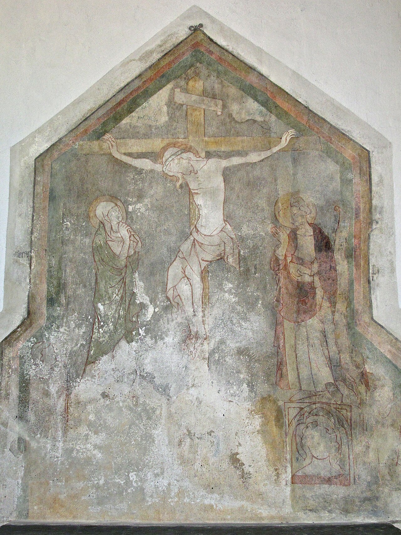 A medieval Crucifixion fresco inside Saint Andreas, Cologne