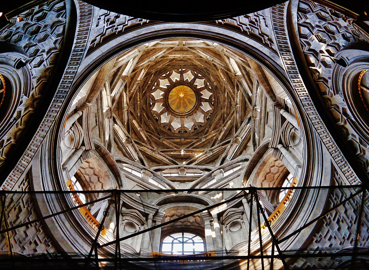 The geometric dome of the Chapel of the Holy Shroud in Turin