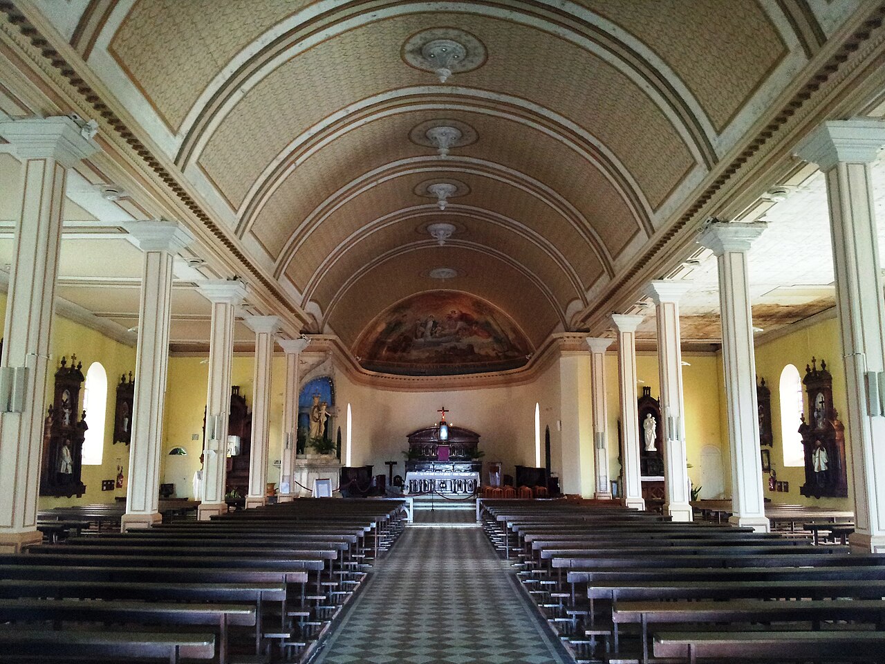 Interior of Notre-Dame de la Délivrande in Morne-Rouge, Martinique