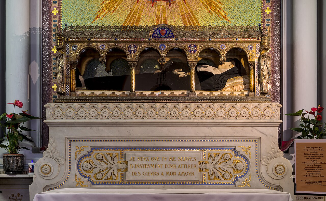 The reliquary identified as Margaret Mary Alacoque's in the Visitation chapel, Paray-le-Monial