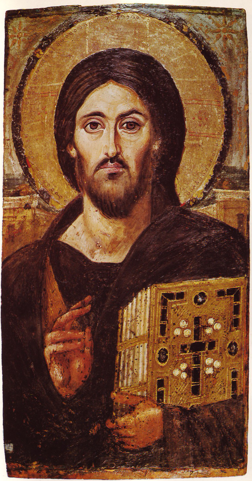The sixth-century Christ Pantocrator icon at Saint Catherine’s Monastery, Sinai; an early Christian artistic representation