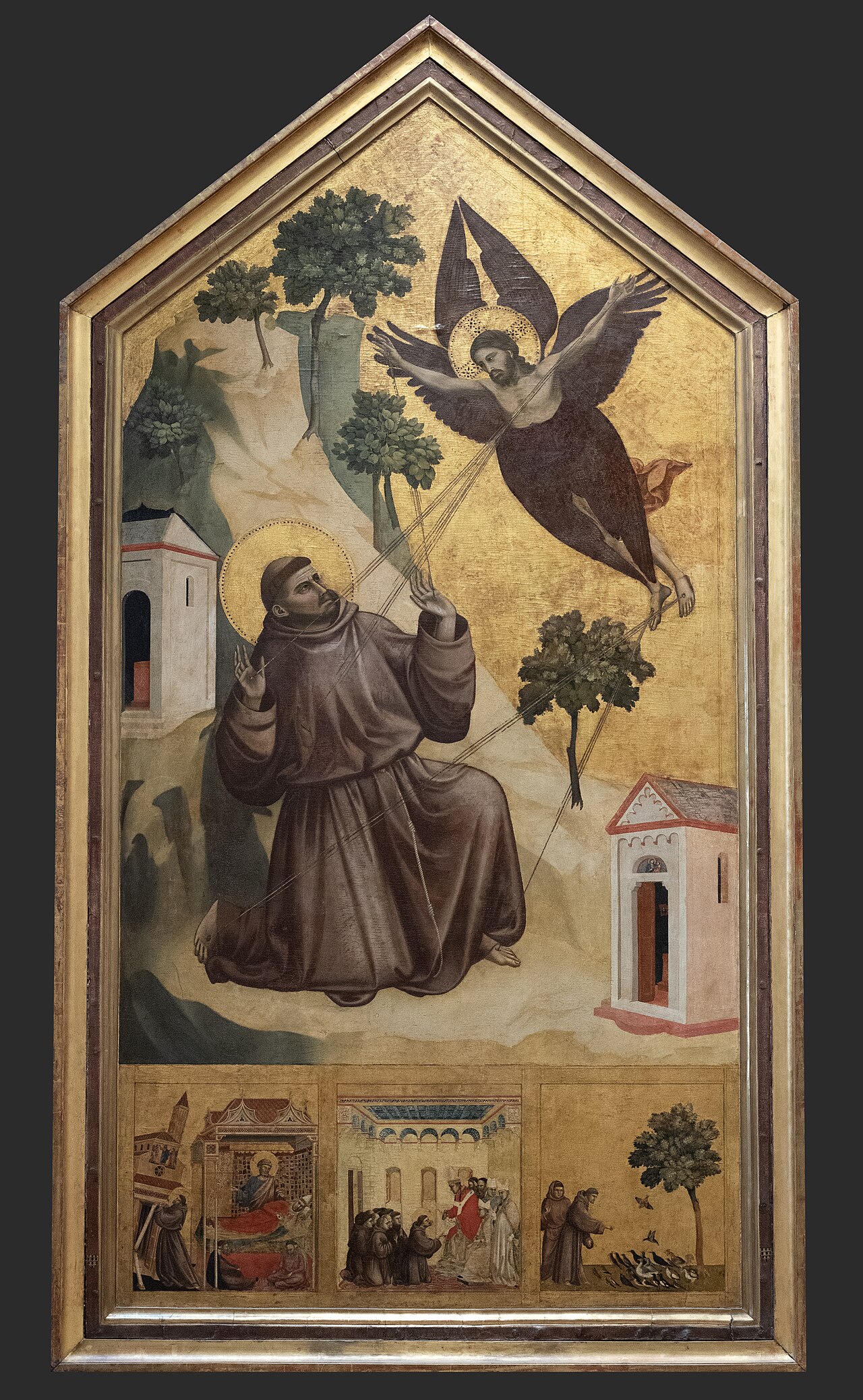 Giotto’s Saint Francis Receiving the Stigmata, a medieval devotional painting in the Louvre