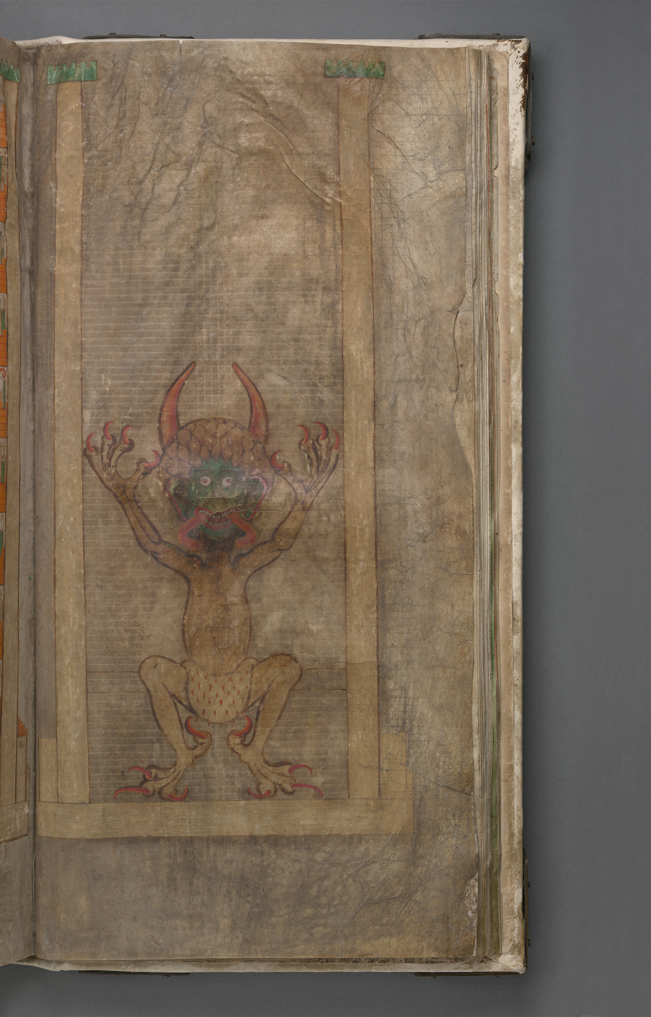 The Devil illustration on a leaf of the medieval Codex Gigas.