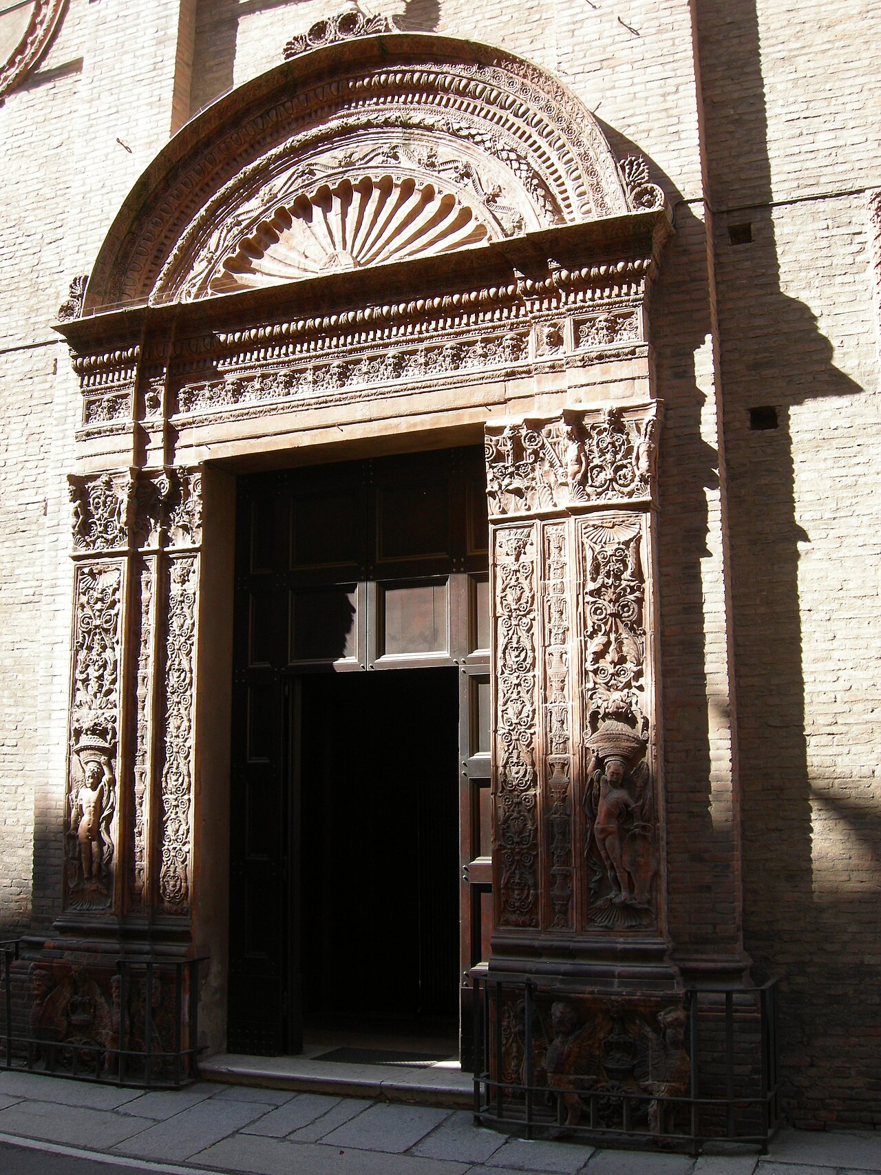 The historic terracotta portal of the Corpus Domini monastery in Bologna