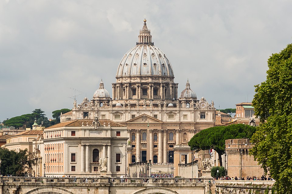 The historic façade of Saint Peter’s Basilica in Vatican City