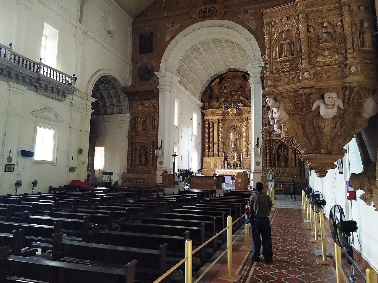 The historic interior of the Basilica of Bom Jesus in Old Goa