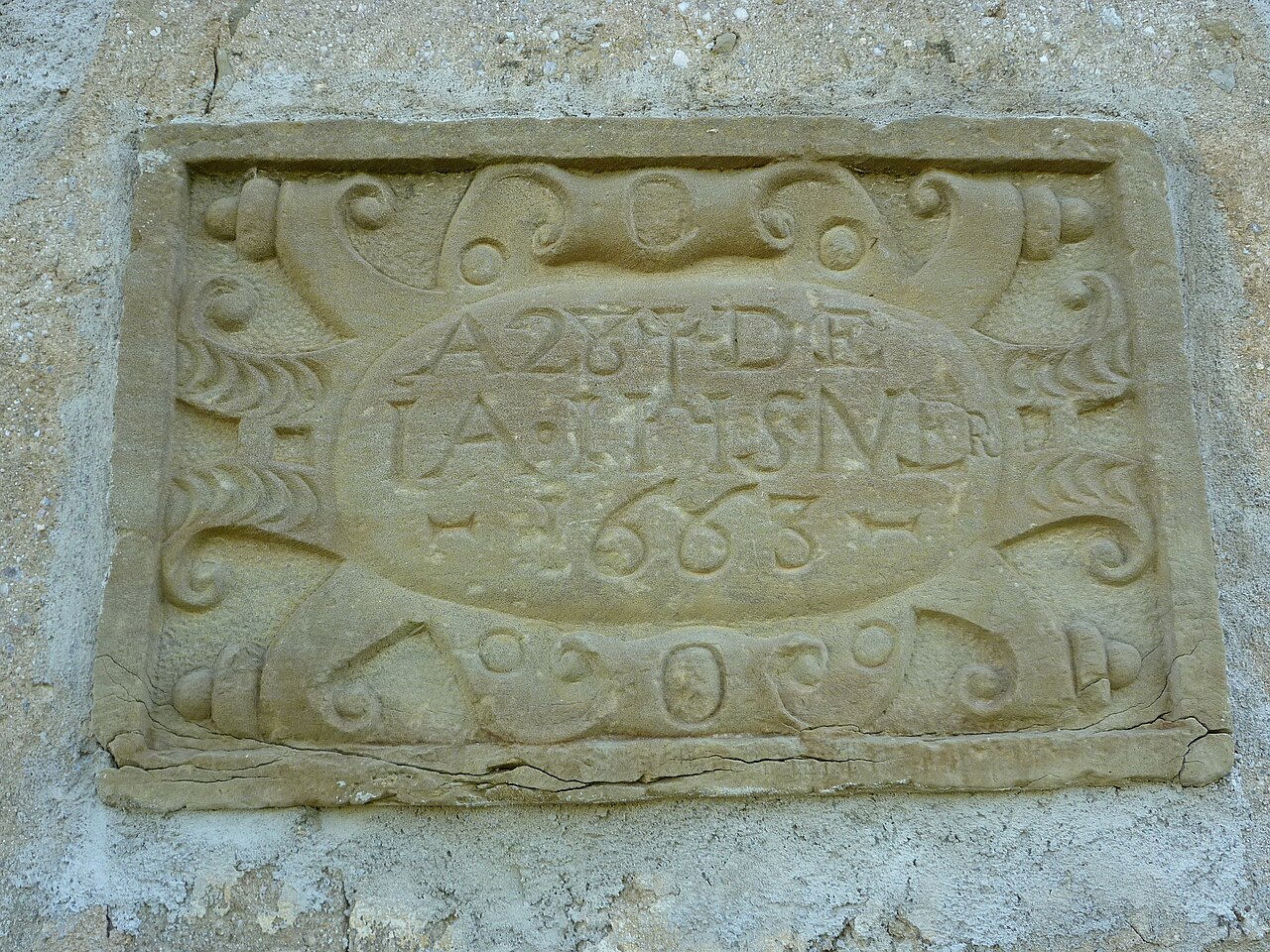 A carved stone inscription at the Sanctuary of Santa Maria, also called Sant Dubte, outside Ivorra