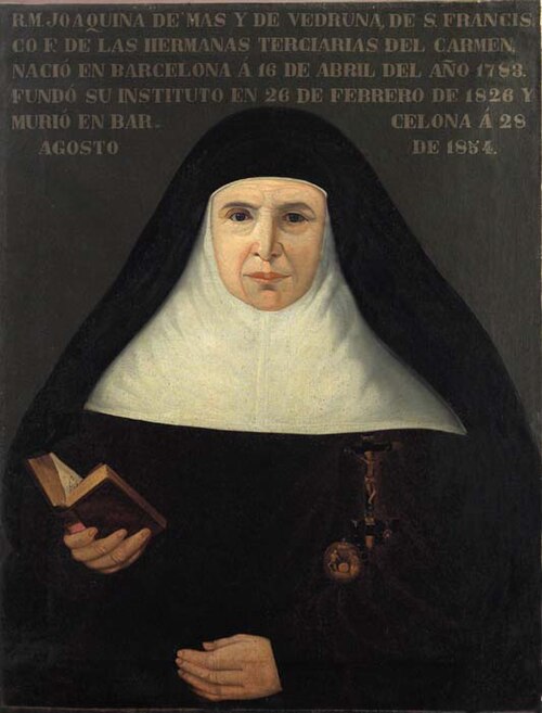A late nineteenth-century painted portrait of Joaquina Vedruna in old age