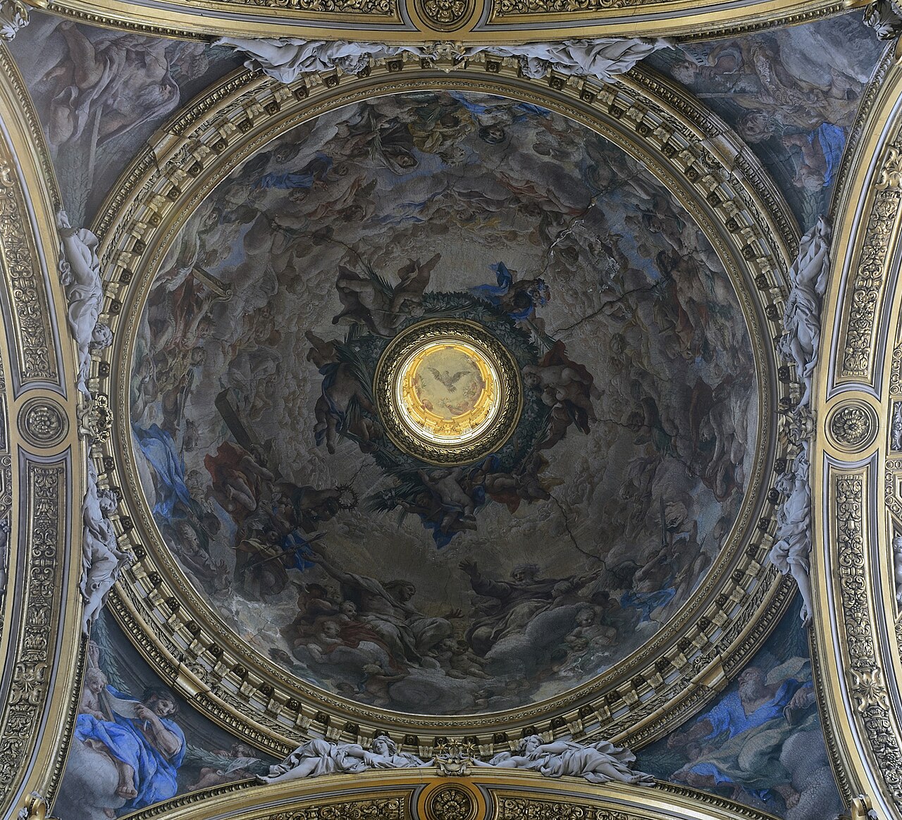 The historic painted dome of Santa Maria in Vallicella in Rome