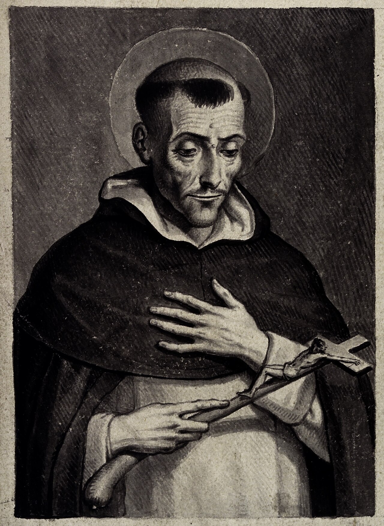 A historical watercolor depiction of Louis Bertrand from the Wellcome collection