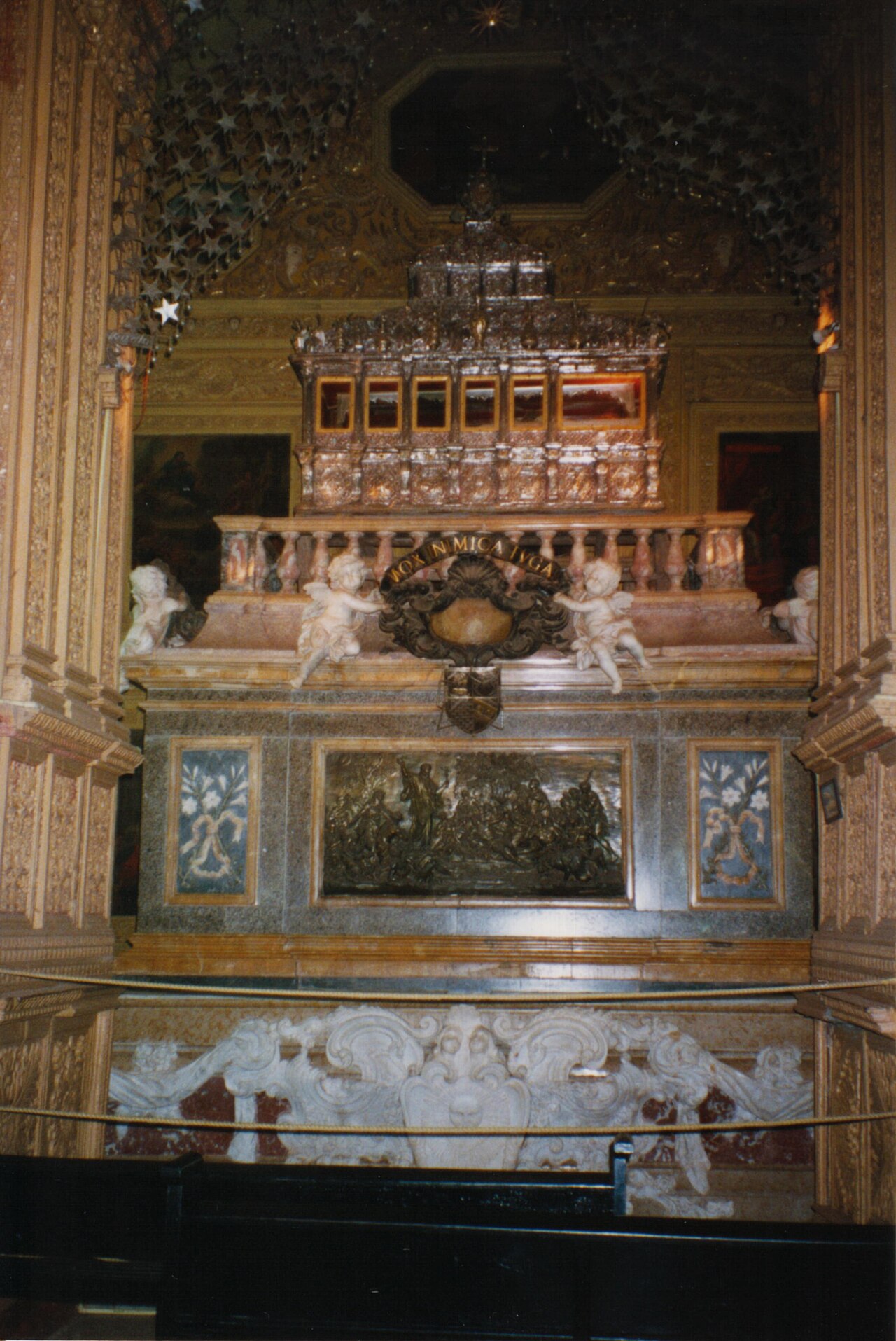 The casket associated with the remains of Francis Xavier at the Basilica of Bom Jesus, Goa