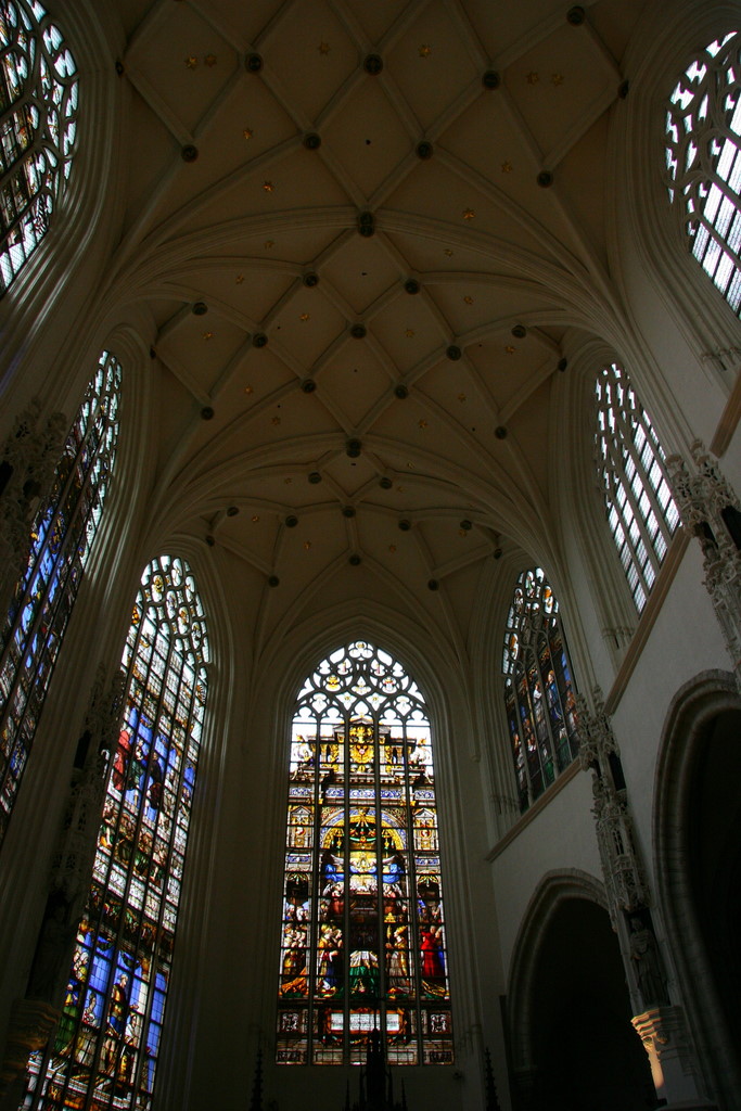 The vaulted ceiling of the Blessed Sacrament chapel in Brussels Cathedral
