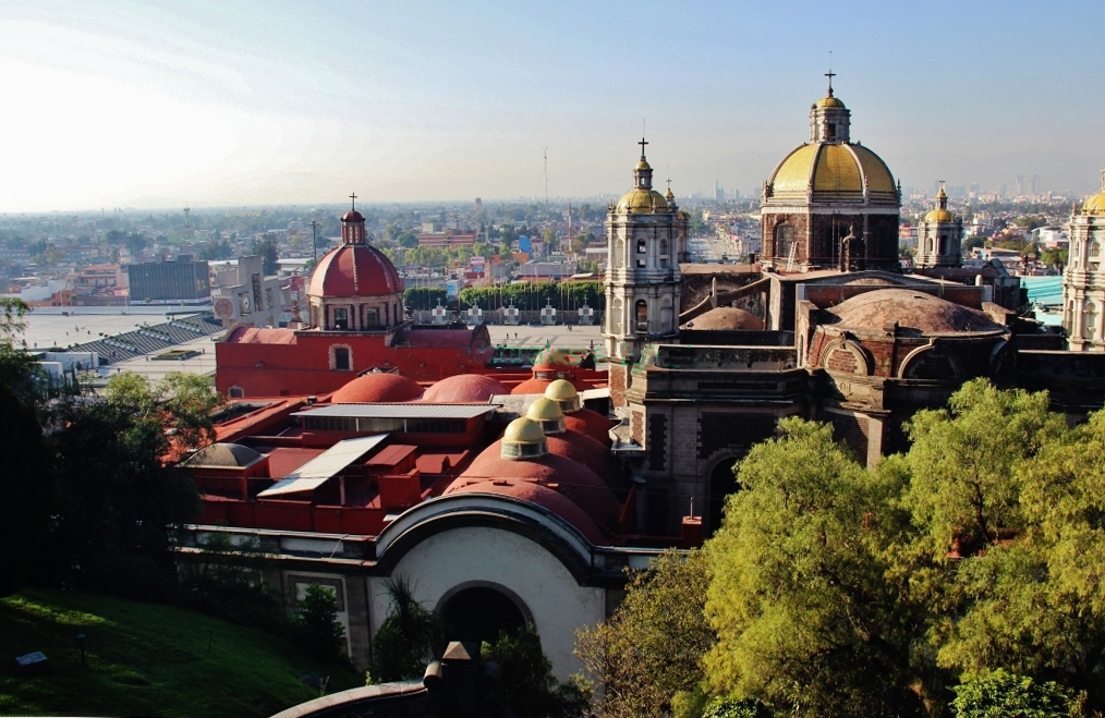 A view across the Guadalupe sanctuary complex from the Tepeyac hill area in Mexico City