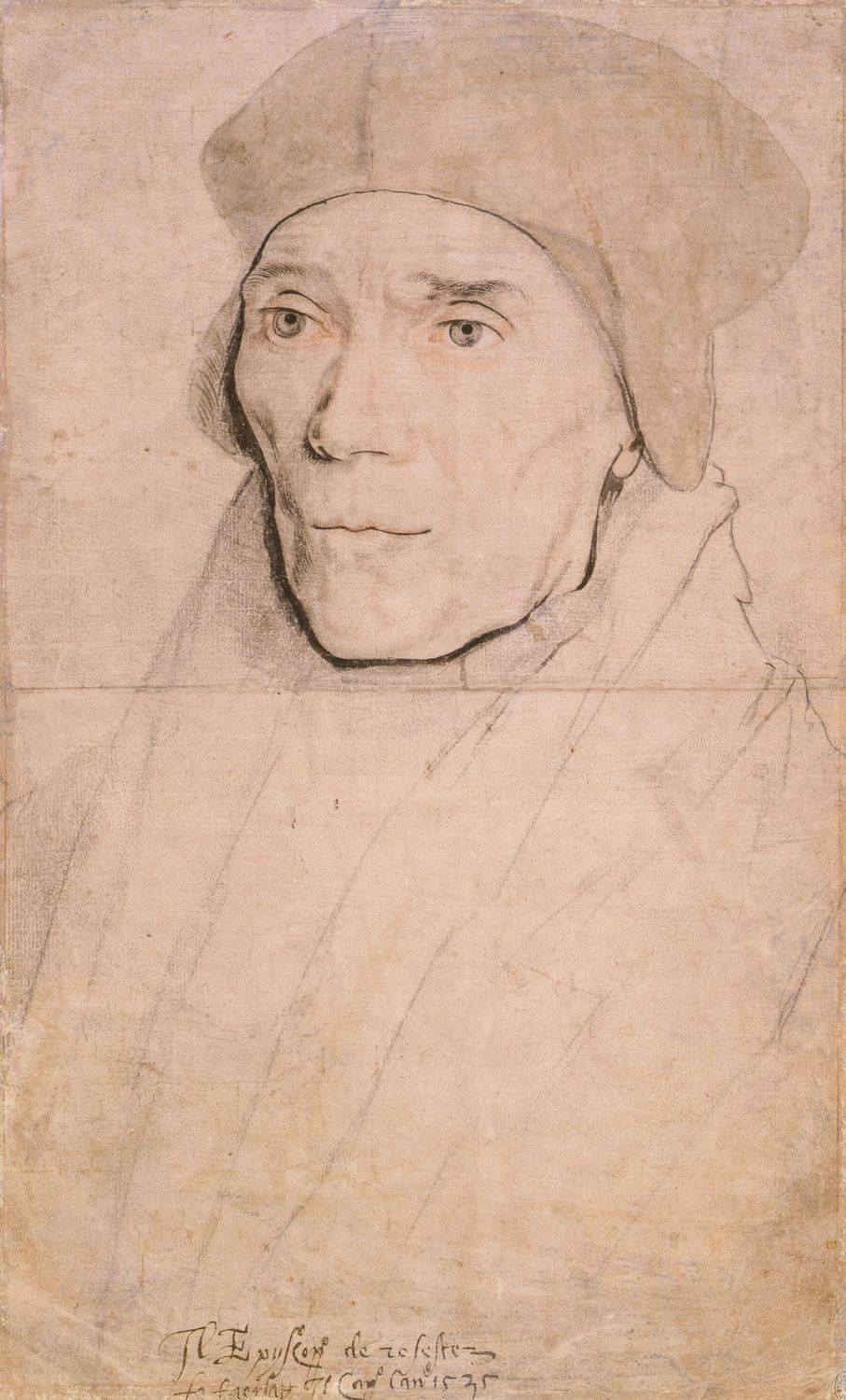 Hans Holbein the Younger’s drawing of John Fisher wearing a cap.