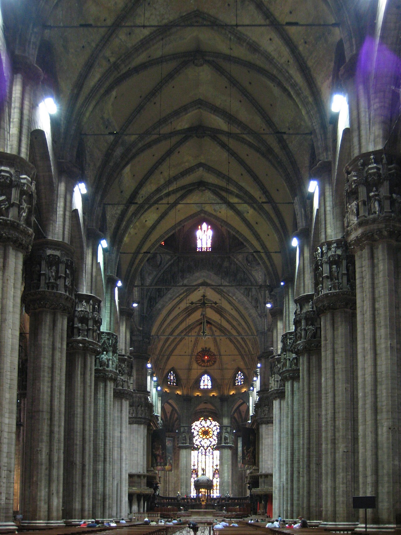 The historic main nave of Milan Cathedral, associated with Ildefonso Schuster