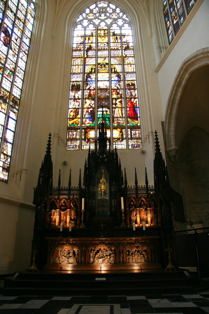 The historic altar in the Blessed Sacrament chapel of Brussels Cathedral